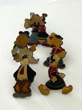 Vintage 80's Popeye Character Pin Set Olive Oyl Wimpy Bluto SweePea 5 Pins